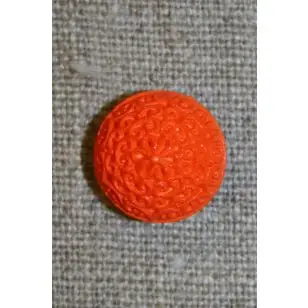 Rund knap m/mønster, 15 mm. orange - Knapper Grøn, gul og orange