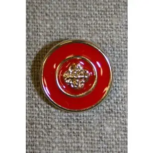 Rød/guld knap, 20 mm. - Knapper Rød/lyserød/lilla