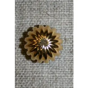 Knap rund m/riller, guld 15 mm. - Guld-, sølv- og metalknapper