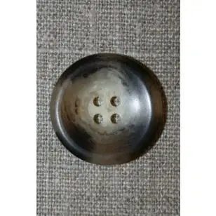 Brun/beige meleret 4-huls knap, 25 mm. - Tilbud knapper