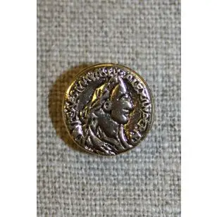 Guldknap i mønt-look, 15 mm. - 