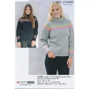 414580 Sweater m/neon mønster - Strikopskrifter Dame
