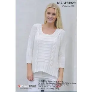 413928 Bred bluse m/snoning - Strikopskrifter Dame