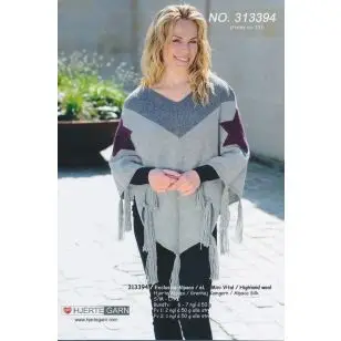 313394 Poncho m/stjerner - Strikopskrifter Dame