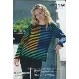 313396 Stribet sweater i 2 kvaliteter - Strikopskrifter Dame