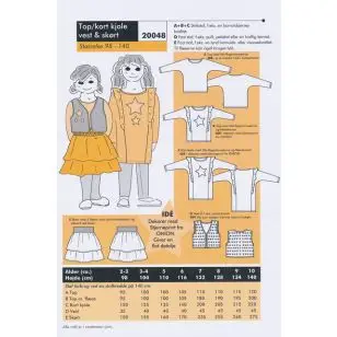 Onion 20048 -Top/kort kjole, vest & skørt - Snitmønstre Onion til børn