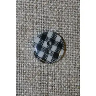 Ternet 2-huls knap sort/hvid, 11 mm. - Knapper Hvid, grå og sort