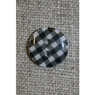 Ternet 2-huls knap sort/hvid, 13 mm. - Knapper Hvid, grå og sort
