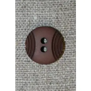 2-huls knap mørkebrun m/buer, 15 mm. - Knapper Brun, beige og off-white