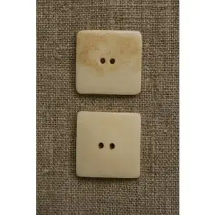 Håndlavet firkantet knap i ben, off-white - Træ- og Horn-knapper