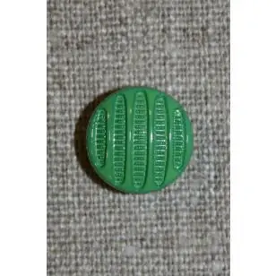 Rund knap m/striber, grøn 13 mm. - Knapper Grøn, gul og orange