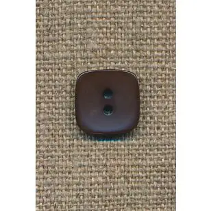 Firkantet mørkebrun knap, 13 mm. - Knapper Brun, beige og off-white