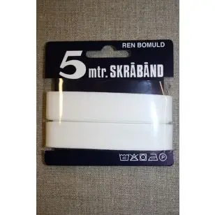 5 meter bomulds-skråbånd, hvid - Skråbånd