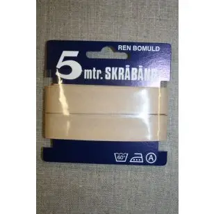 5 meter bomulds-skråbånd, beige - 