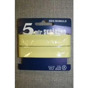 5 meter bomulds-skråbånd, baby lysegul - Skråbånd