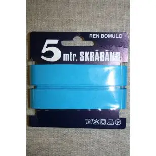 5 meter bomulds-skråbånd, turkis - 