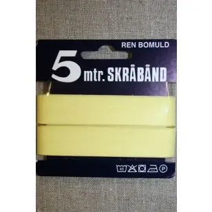 5 meter bomulds-skråbånd, lys gul - Skråbånd 5 meter kort