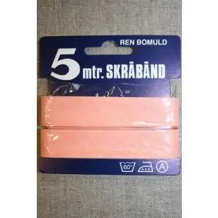 5 meter bomulds-skråbånd, laks - Skråbånd 5 meter kort