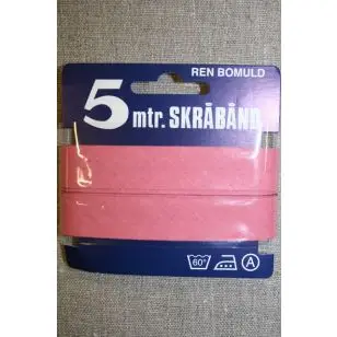 5 meter bomulds-skråbånd, lys gl.rosa - Skråbånd 5 meter kort