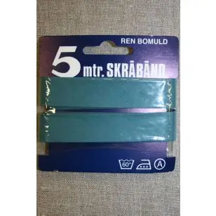 5 meter bomulds-skråbånd, lys petrol-grøn - Skråbånd 5 meter kort