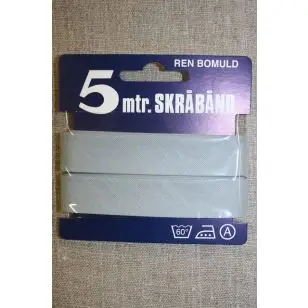 5 meter bomulds-skråbånd, lys sølv grå - Skråbånd 5 meter kort
