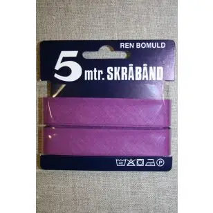 5 meter bomulds-skråbånd, lys rød-lilla - Skråbånd 5 meter kort
