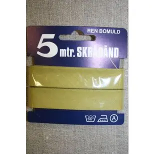 5 meter bomulds-skråbånd, okker grøn - Skråbånd 5 meter kort