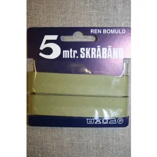 5 meter bomulds-skråbånd, oliven - Skråbånd 5 meter kort