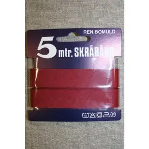 5 meter bomulds-skråbånd, hindbærrød - Skråbånd 5 meter kort