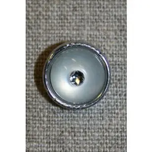 Rund knap sølv/klar - Guld-, sølv- og metalknapper