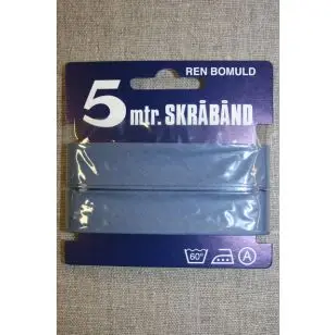 5 meter bomulds-skråbånd, støvet blå - Skråbånd 5 meter kort