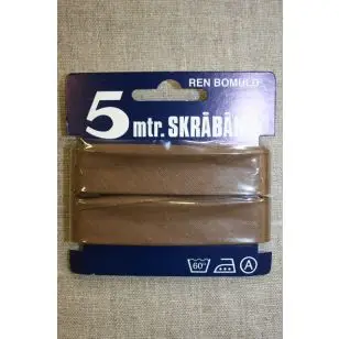 5 meter bomulds-skråbånd, brun - Skråbånd 5 meter kort