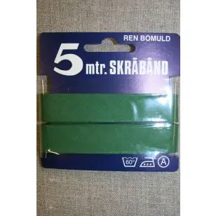 5 meter bomulds-skråbånd, støvet grøn - Skråbånd 5 meter kort