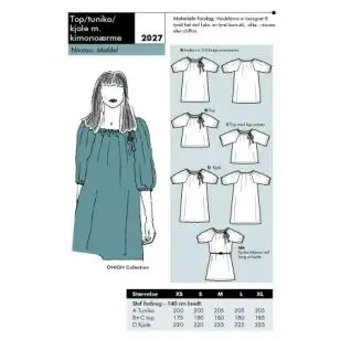 Onion 2027 Top/ tunika/ kjole med kimonoærme - Snitmønstre Onion til voksne
