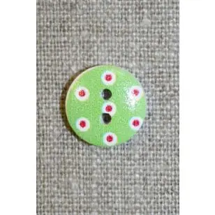 Knap m/prikker, lime/hvid/rød - Knapper Grøn, gul og orange