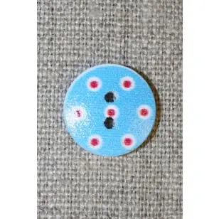 Knap m/prikker, turkis/hvid/rød - Knapper Blå, turkis og petrol