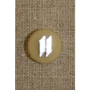 Knap lysegul m/sølv 14 mm. - Knapper Grøn, gul og orange