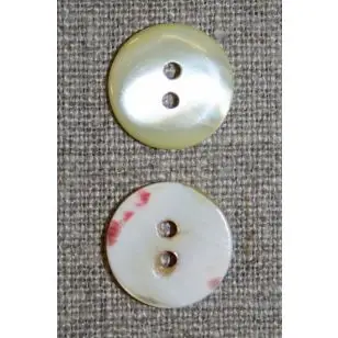 2-huls lysegul perlemorsknap, 17 mm. - Perlemorsknapper