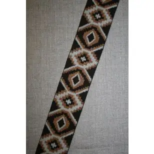 Elastik 50 mm. med rude-mønster mørkebrun - lysebrun - 