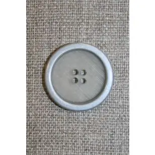 4-huls knap klar m/sølv-kant, 22 mm. - Guld-, sølv- og metalknapper