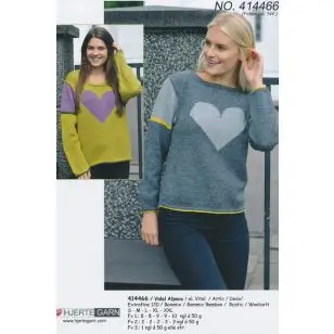 414466 Bluse m/hjerte - Strikopskrifter Dame