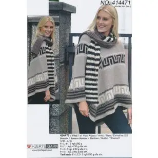 414471 Poncho & tørklæde - Strikopskrifter Dame