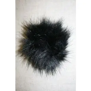 Pels-pompon i acryl, sort 12 cm. - Pomponer