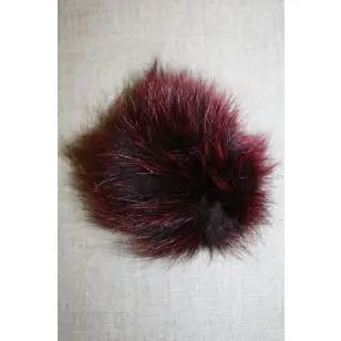 Pels-pompon af ræv, 10-12 cm. bordeaux - Pomponer