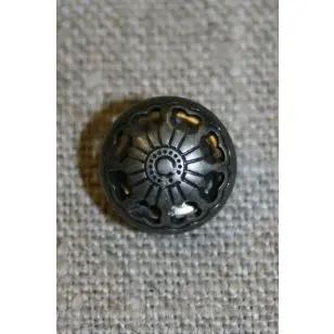 Gun metal knap m/mønster, 13 mm. - Guld-, sølv- og metalknapper