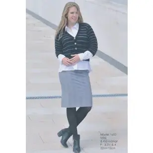 1650 Jakke m/mohair striber - Strikopskrifter Dame