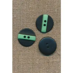 2-huls knap sort m/mint streg, 20 mm. - Knapper Grøn, gul og orange