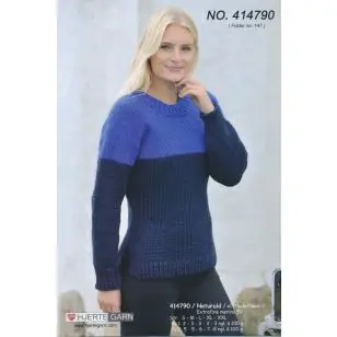 414790 2-farvet top-down sweater - Strikopskrifter Dame