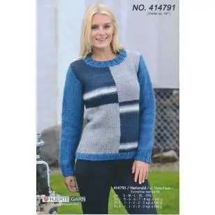 414791 Sweater m/farveblokke - Strikopskrifter Dame