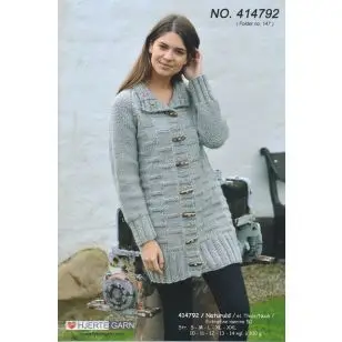 414792 Lang trøje m/strukturmønster - Strikopskrifter Dame